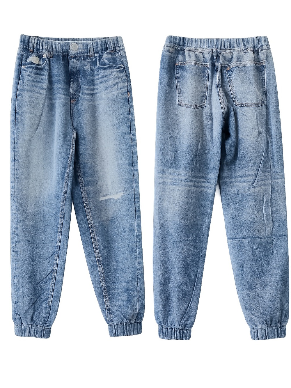 LINE Faux Denim Print Jogger Sweatpants Blue Medium Soft Stretch Lounge Pants